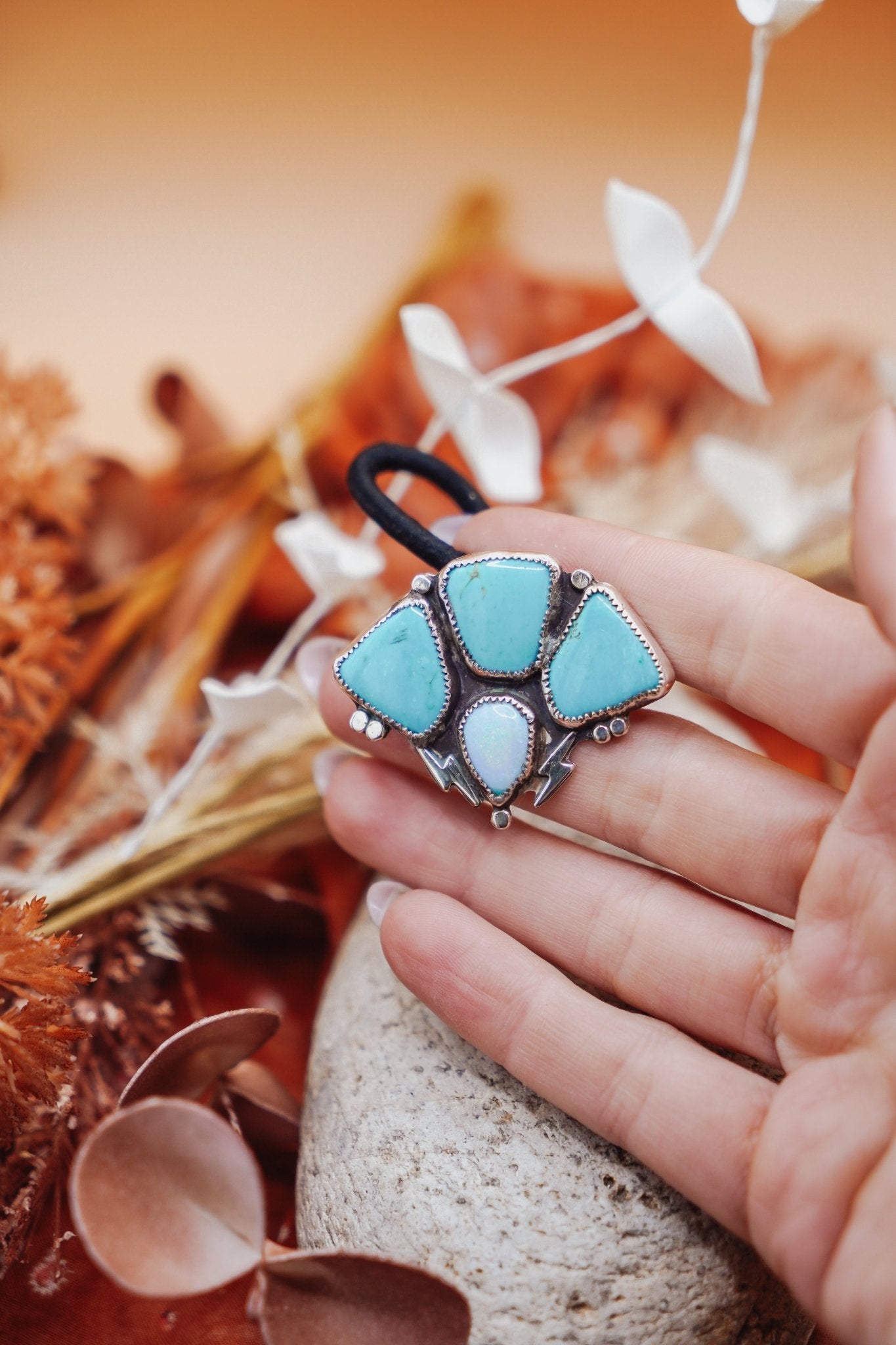 Monsoon Hair Tie in Campitos Turquoise - Golden Road Crafted
