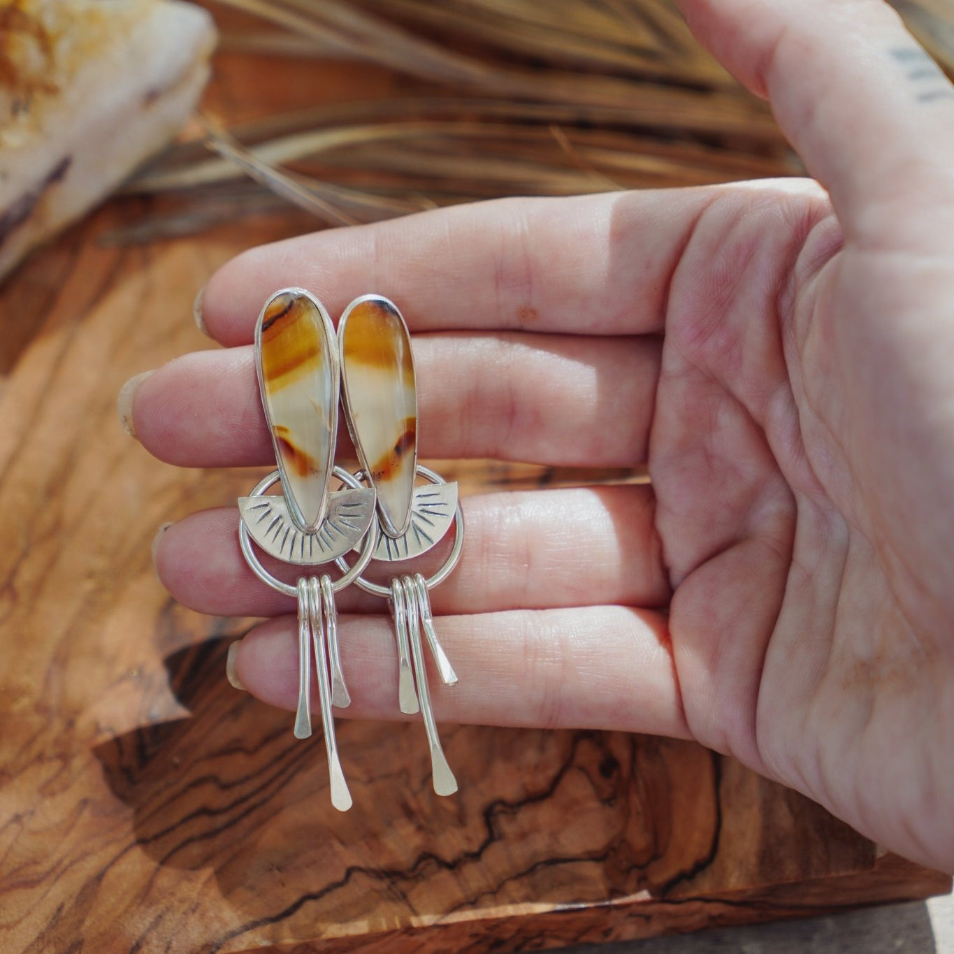 Montana Agate Stud Earrings - Golden Road Crafted