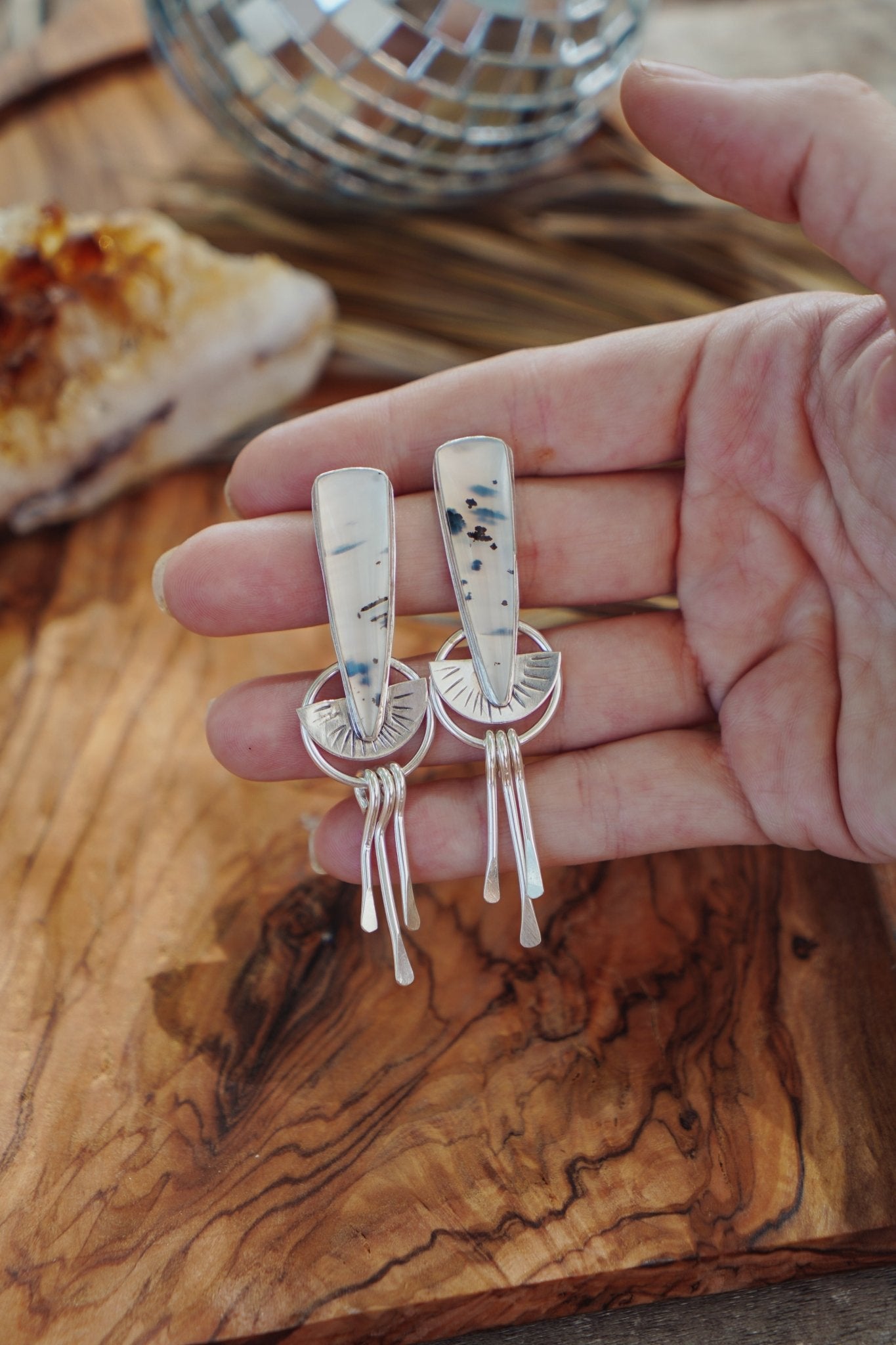 Montana Agate Stud Earrings - Golden Road Crafted