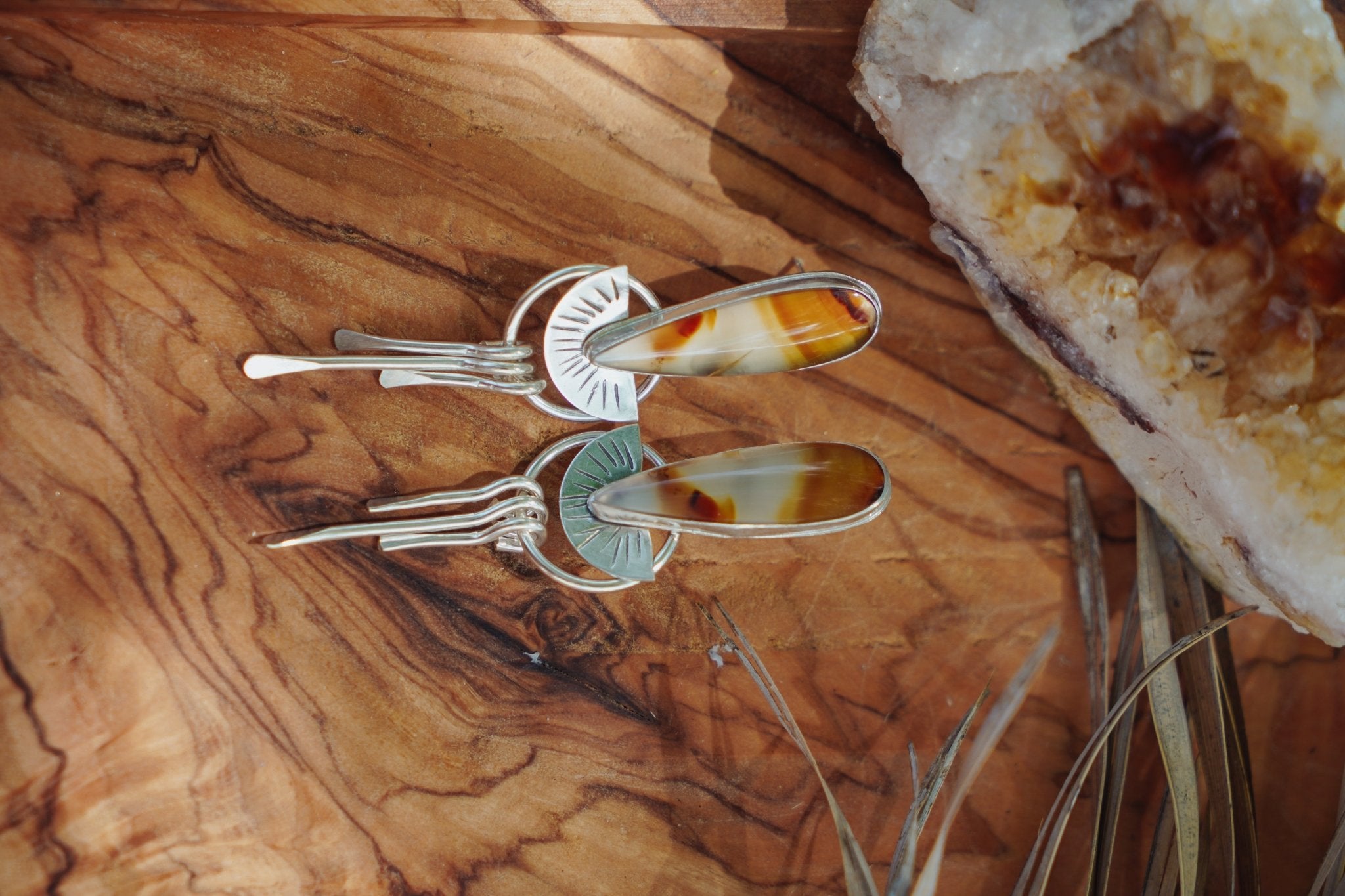 Montana Agate Stud Earrings - Golden Road Crafted