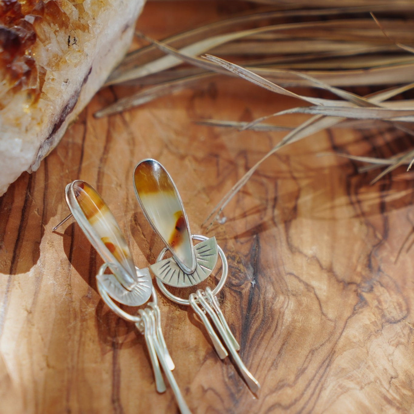 Montana Agate Stud Earrings - Golden Road Crafted