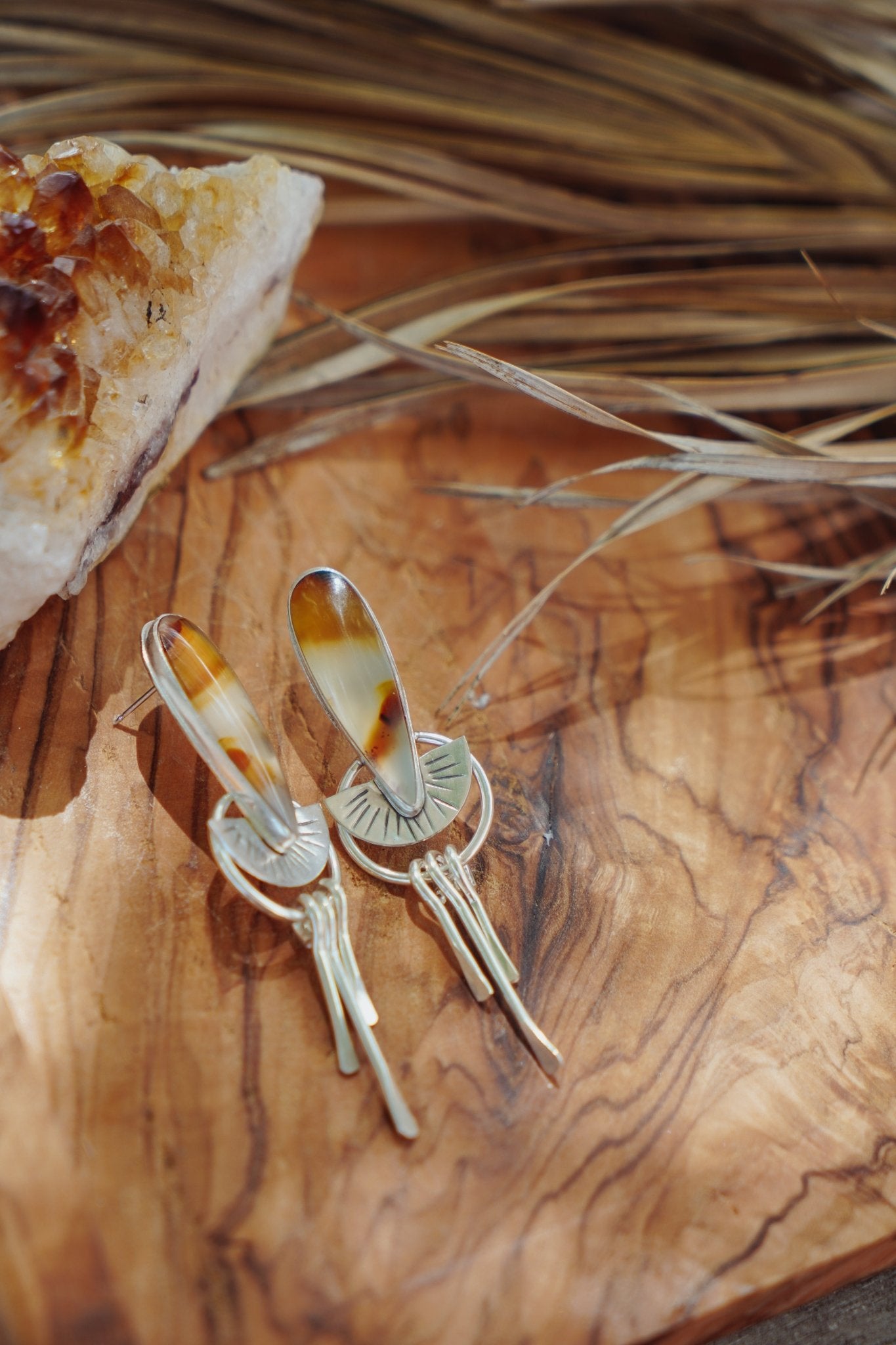 Montana Agate Stud Earrings - Golden Road Crafted