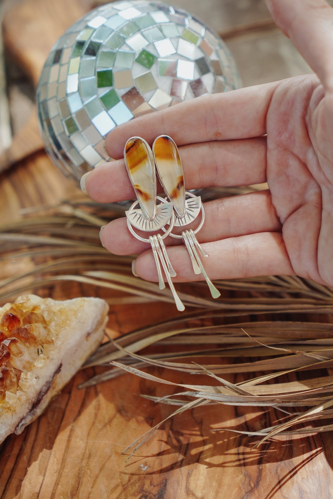 Montana Agate Stud Earrings - Golden Road Crafted