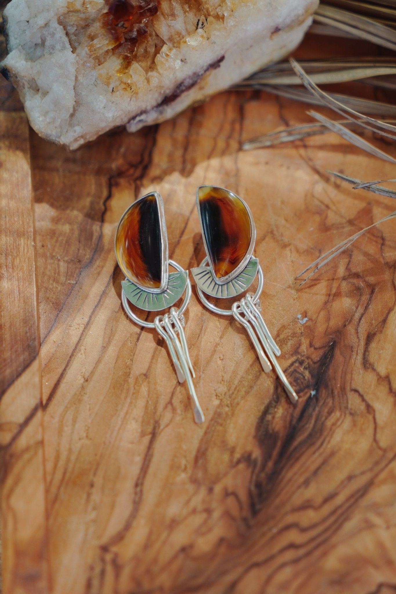 Montana Agate Stud Earrings - Golden Road Crafted