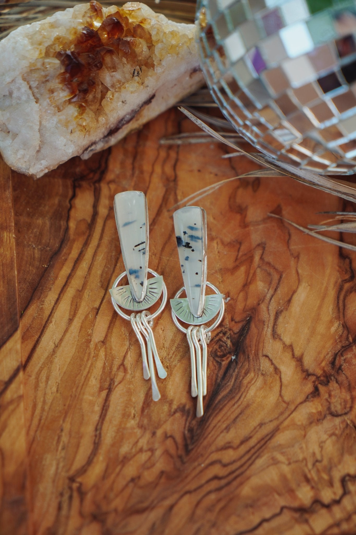 Montana Agate Stud Earrings - Golden Road Crafted