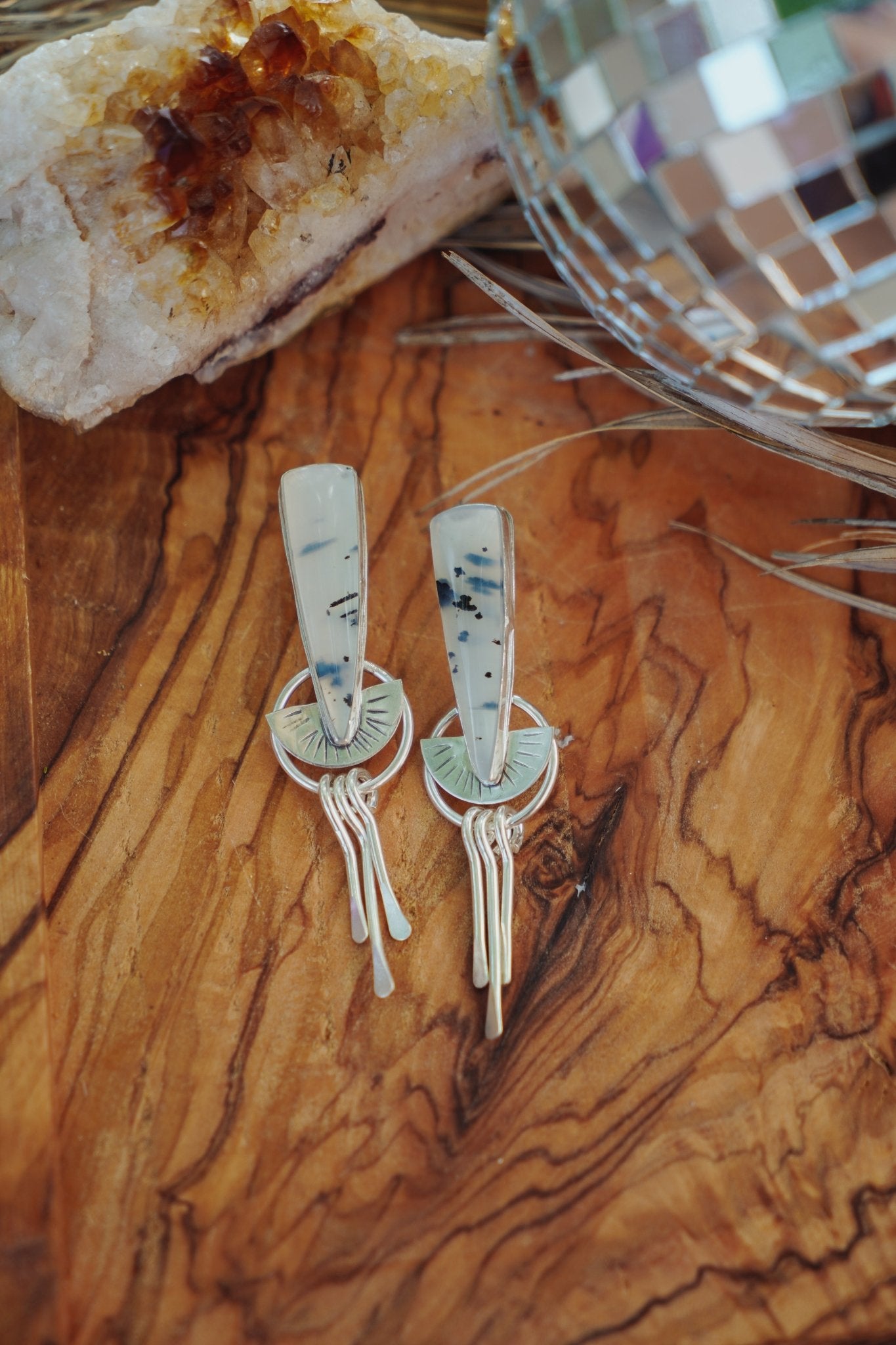 Montana Agate Stud Earrings - Golden Road Crafted