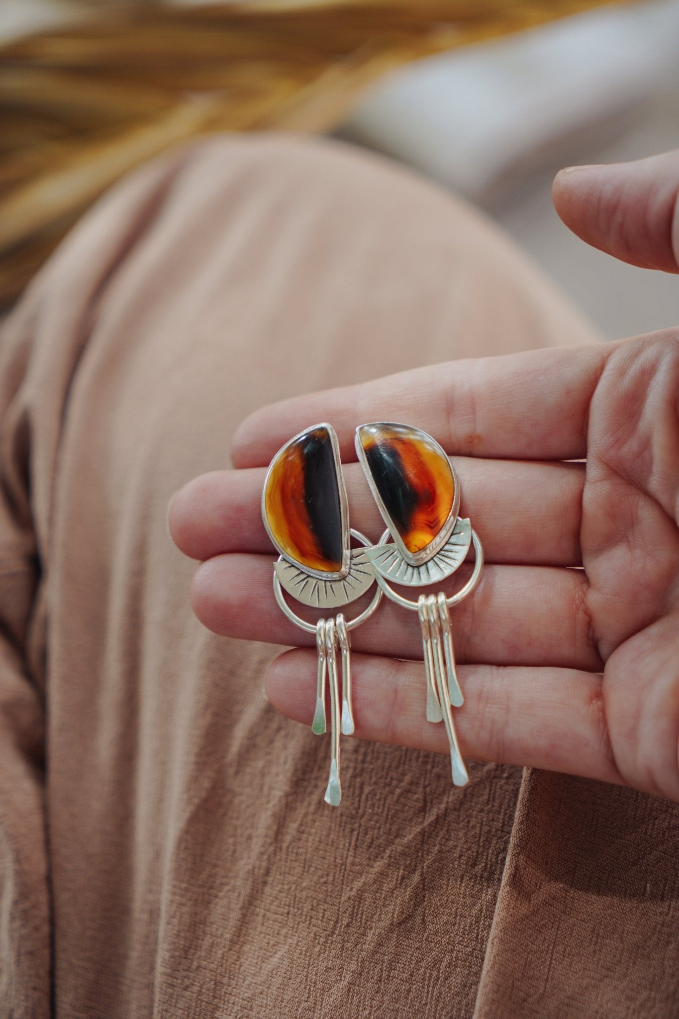 Montana Agate Stud Earrings - Golden Road Crafted