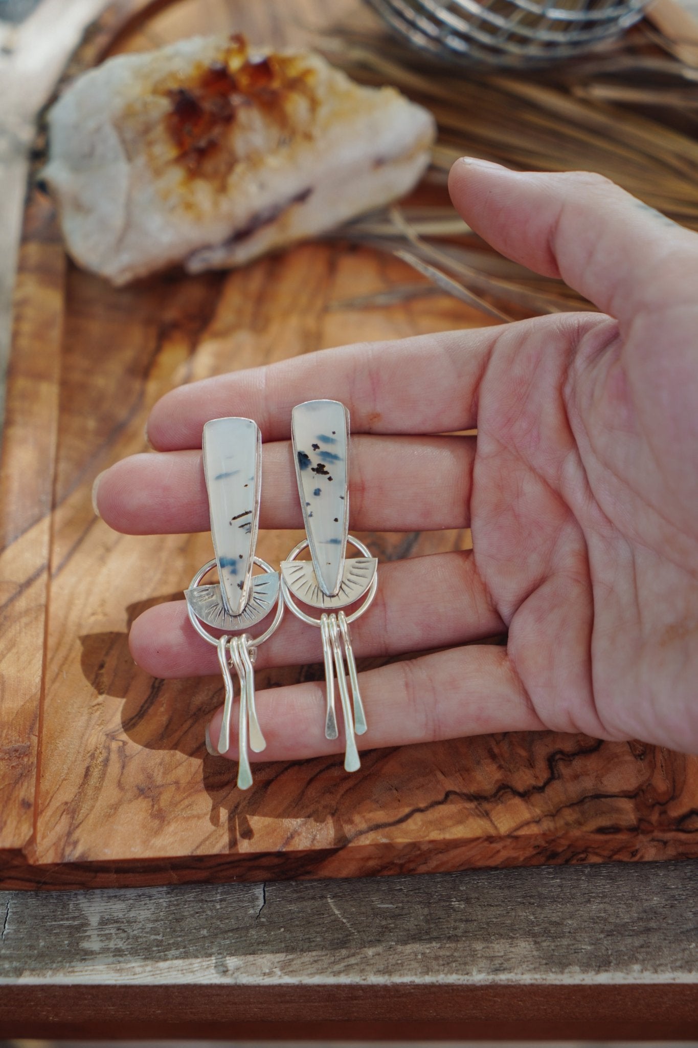 Montana Agate Stud Earrings - Golden Road Crafted