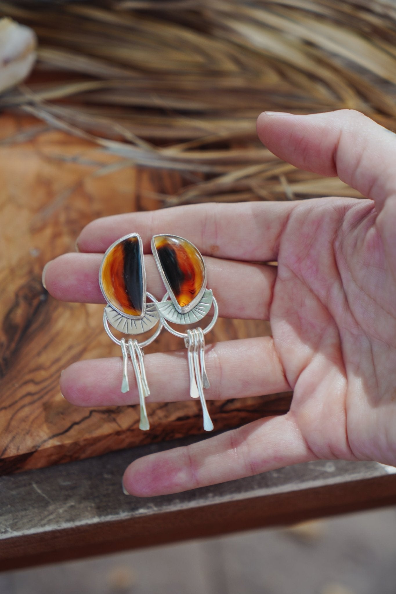 Montana Agate Stud Earrings - Golden Road Crafted