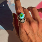 Moon Beam Ring in Sonoran Mtn & Moonstone (Size 7.5) - Golden Road Crafted