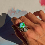 Moon Beam Ring in Sonoran Mtn & Moonstone (Size 9) - Golden Road Crafted