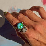Moon Beam Ring in Sonoran Mtn & Moonstone (Size 9) - Golden Road Crafted