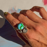 Moon Beam Ring in Sonoran Mtn & Moonstone (Size 9) - Golden Road Crafted