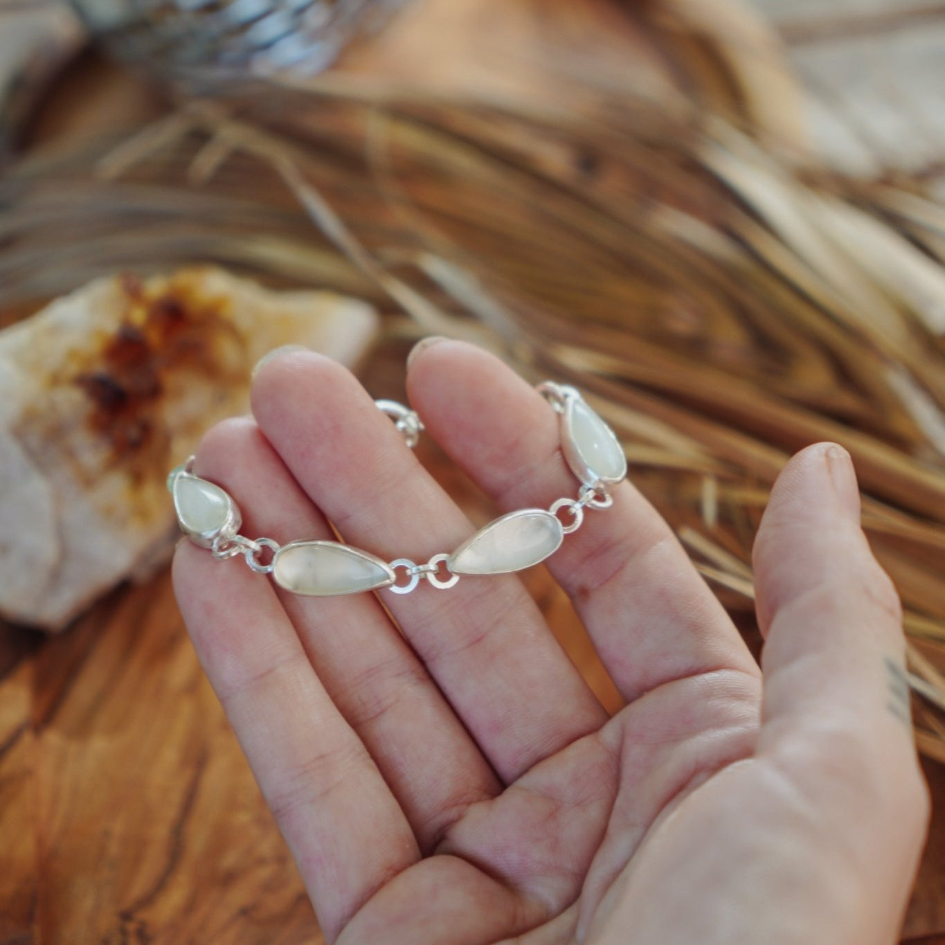 Moonstone Bracelet (Size small) - Golden Road Crafted