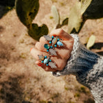 Moonstone & Green Fluorite + Lone Mtn Turquoise Ring (Size 8.5) - Golden Road Crafted