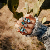 Moonstone & Green Fluorite + Lone Mtn Turquoise Ring (Size 8.5) - Golden Road Crafted