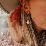 Mother of Pearl Heart Earrings in 14k Gold - Fill - Golden Road Crafted