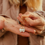 Mother of Pearl Heart Earrings in 14k Gold - Fill - Golden Road Crafted