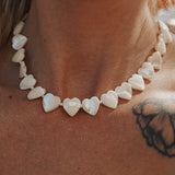 Mother of Pearl Heart Necklace - Golden Road Crafted