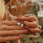 Mother of Pearl Heart & Turquoise Ear Threaders in 14k Gold - Fill - Golden Road Crafted