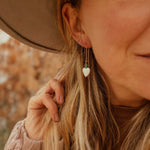 Mother of Pearl Heart & Turquoise Ear Threaders in 14k Gold - Fill - Golden Road Crafted