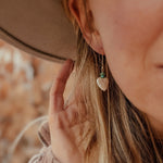 Mother of Pearl Heart & Turquoise Ear Threaders in 14k Gold - Fill - Golden Road Crafted