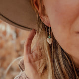 Mother of Pearl Heart & Turquoise Ear Threaders in 14k Gold - Fill - Golden Road Crafted