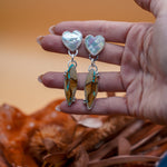 Mother of Pearl Hearts with Royston Ribbon Turquoise - Golden Road Crafted