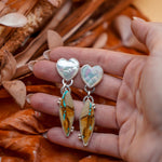 Mother of Pearl Hearts with Royston Ribbon Turquoise - Golden Road Crafted