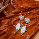 Mother of Pearl Hearts with White Buffalo & Lone Mountain Turquoise - Golden Road Crafted
