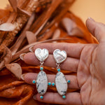 Mother of Pearl Hearts with White Buffalo & Lone Mountain Turquoise - Golden Road Crafted