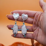 Mother of Pearl Hearts with White Buffalo & Lone Mountain Turquoise - Golden Road Crafted