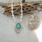 Necklace in Campitos Turquoise + Mother of Pearl Beads - Golden Road Crafted