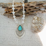 Necklace in Campitos Turquoise + Mother of Pearl Beads - Golden Road Crafted