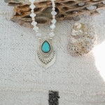 Necklace in Campitos Turquoise + Mother of Pearl Beads - Golden Road Crafted