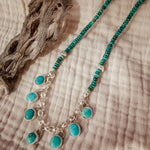 Necklace in Carico Lake Turquoise with Turquoise and Sterling Silver Beads - Golden Road Crafted