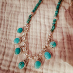 Necklace in Carico Lake Turquoise with Turquoise and Sterling Silver Beads - Golden Road Crafted