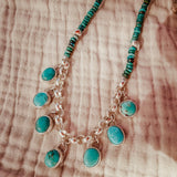 Necklace in Carico Lake Turquoise with Turquoise and Sterling Silver Beads - Golden Road Crafted