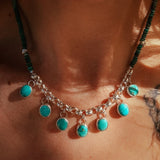 Necklace in Carico Lake Turquoise with Turquoise and Sterling Silver Beads - Golden Road Crafted