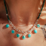 Necklace in Carico Lake Turquoise with Turquoise and Sterling Silver Beads - Golden Road Crafted