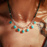 Necklace in Carico Lake Turquoise with Turquoise and Sterling Silver Beads - Golden Road Crafted