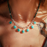 Necklace in Carico Lake Turquoise with Turquoise and Sterling Silver Beads - Golden Road Crafted