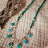 Necklace in Carico Lake Turquoise with Turquoise and Sterling Silver Beads - Golden Road Crafted