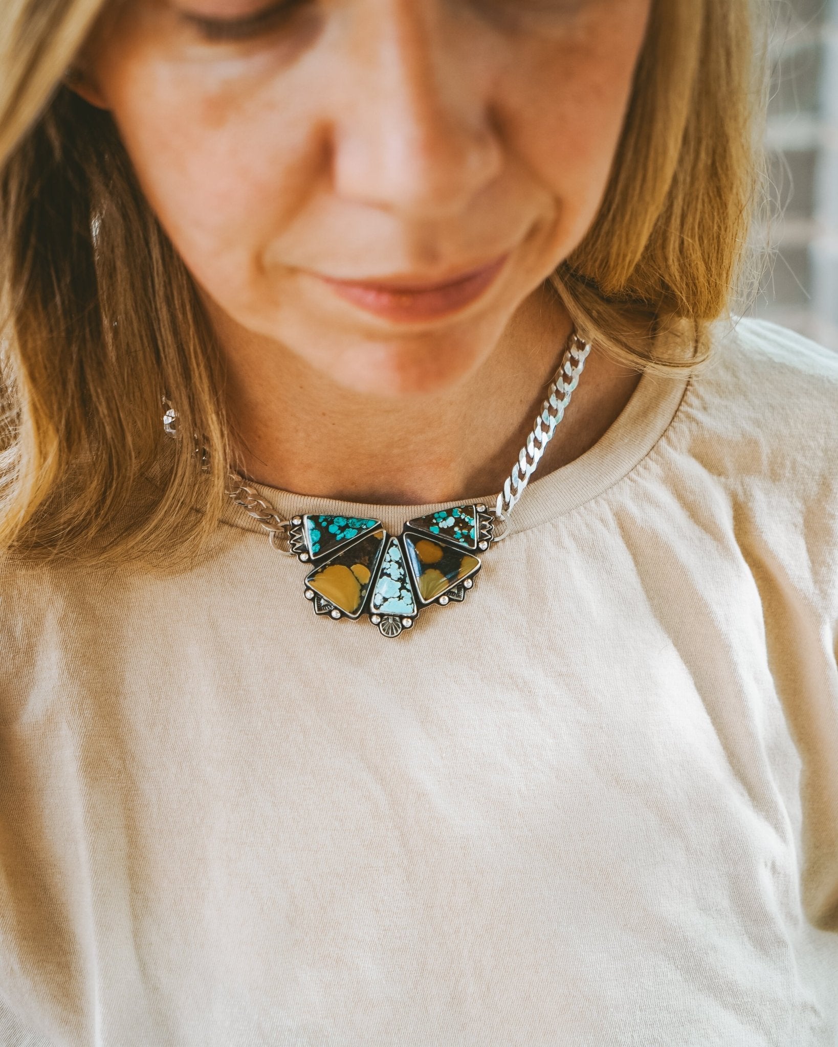 Necklace in Hubei Turquoise - Golden Road Crafted