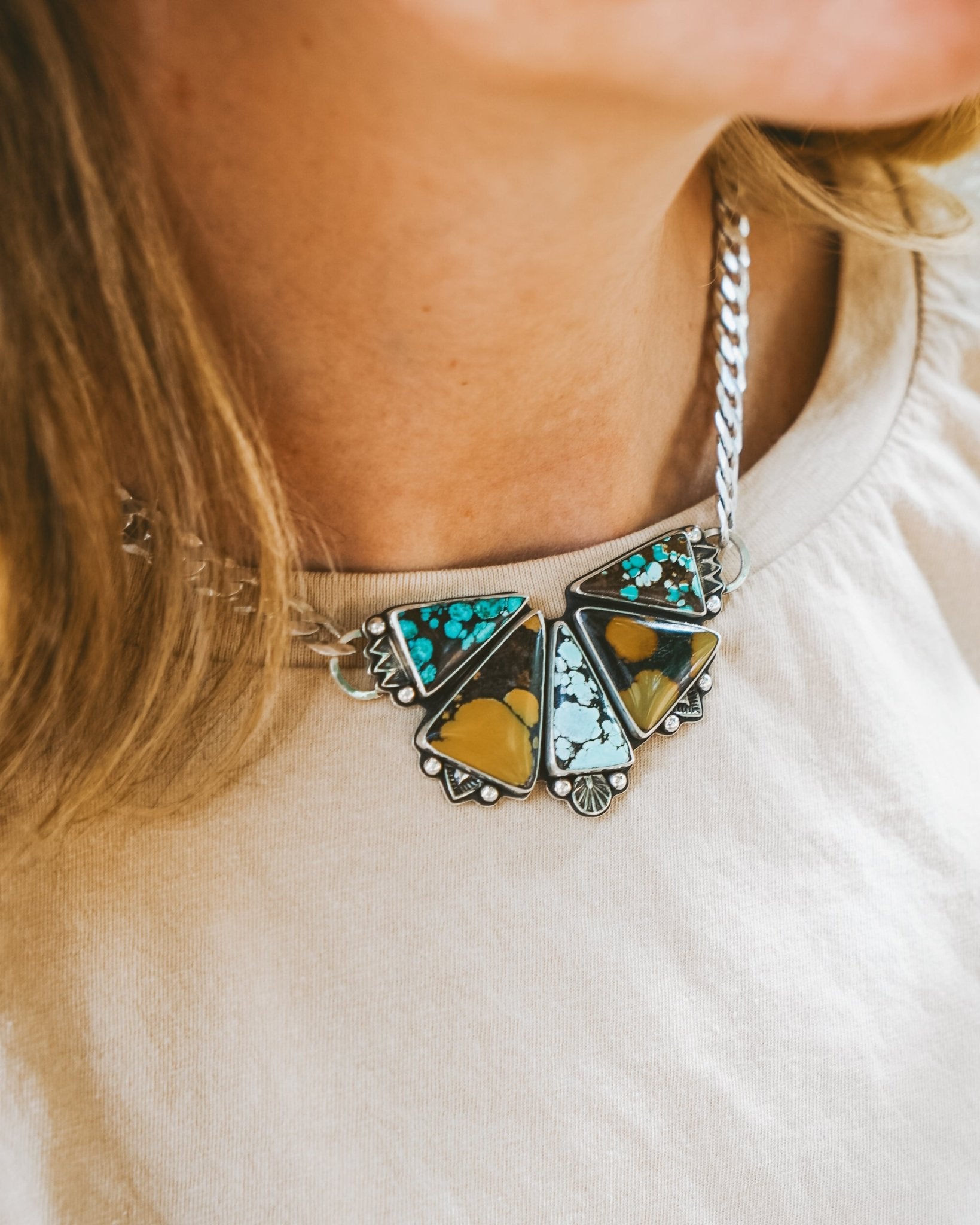 Necklace in Hubei Turquoise - Golden Road Crafted
