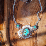Necklace in Kingman & Hubei Turquoise - Golden Road Crafted