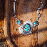 Necklace in Kingman & Hubei Turquoise - Golden Road Crafted