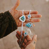 Necklace in Kingman & Hubei Turquoise - Golden Road Crafted