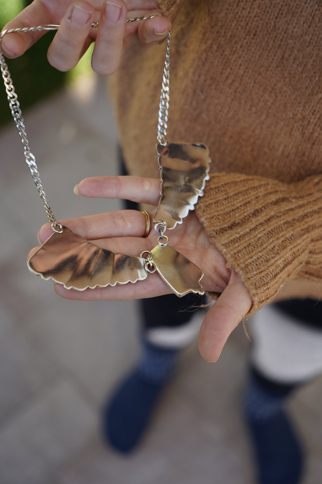 Necklace in Kingman Turquoise and Mother of Pearl - Golden Road Crafted