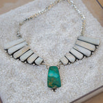 Necklace in Kingman Turquoise and Mother of Pearl - Golden Road Crafted